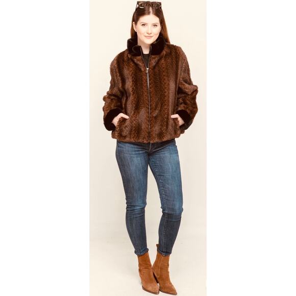 Brown & Black 3/4 Length Faux Fur, NWT - Picture 6 of 17